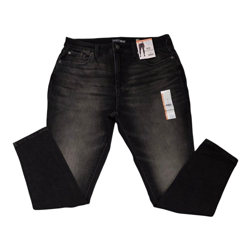 NWT Time And Tru High Rise Curvy Skinny Jeans Ladies Size 14 Black